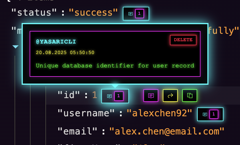 Viewing JSON comments